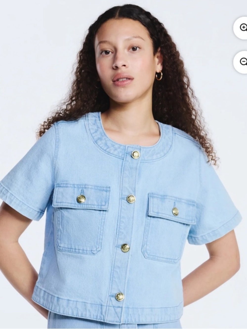 Free Assembly | NWT Women's Light Denim Cropped Short Sleeve Jacket w/ Buttons